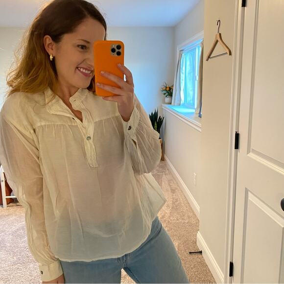 Isabel Marant White Sheer Cotton Silk Blouse 40 Medium - Picture 4 of 13